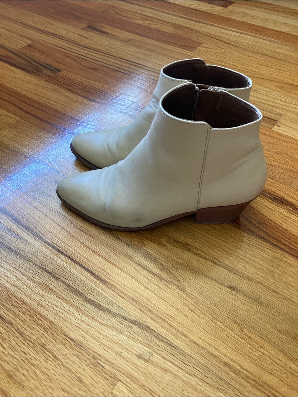 Thursday Boot Company Cream Leather Ankle Booties